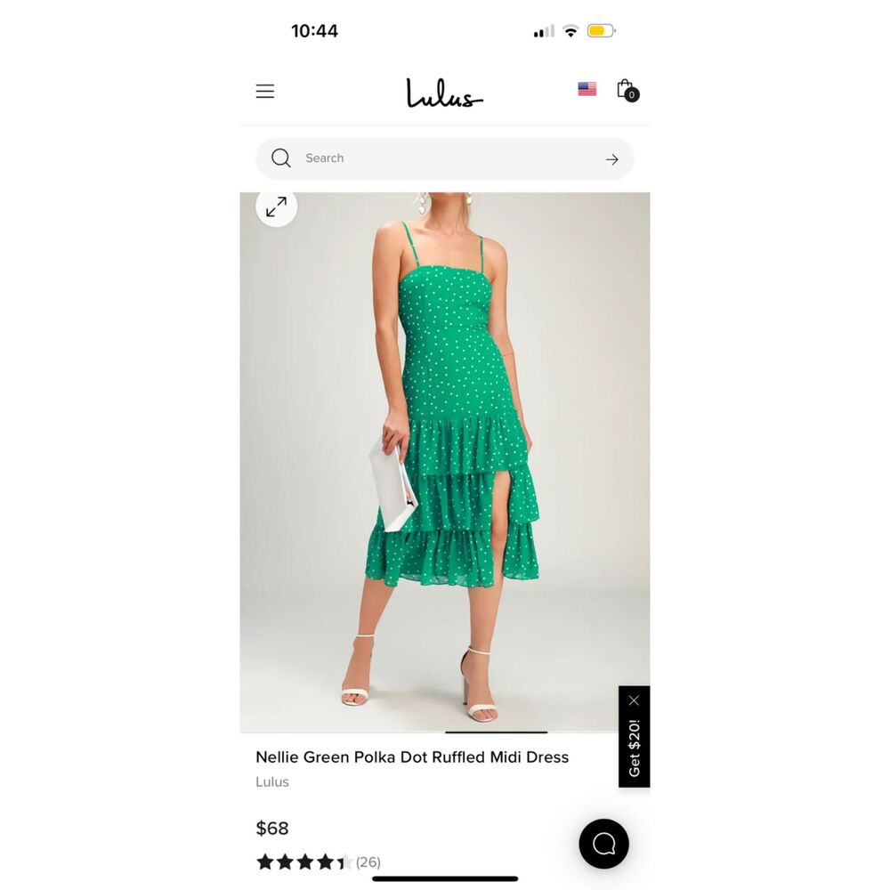 Lulus Green and White Polka Dot Midi Dress Sz S